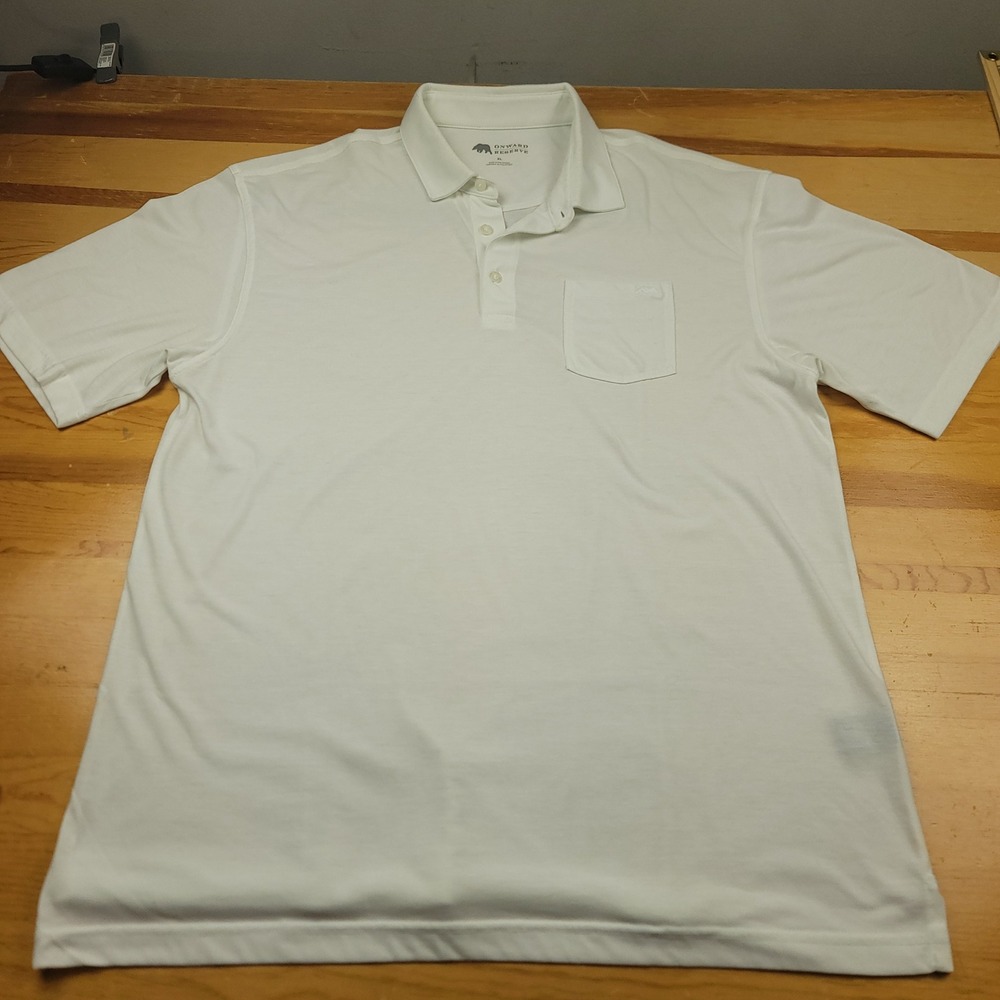 Onward Reserve Mens XL White Short‎ Sleeve Polo Shirt Pocket
